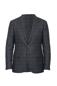 Costume avec motif à carreaux en laine - Gris