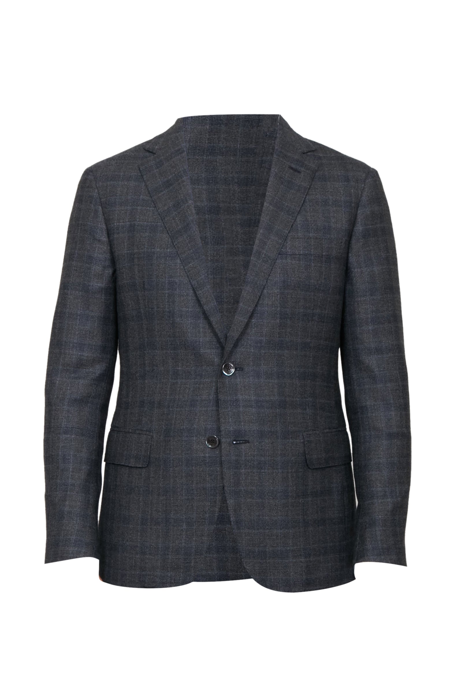 Costume avec motif à carreaux en laine - Gris