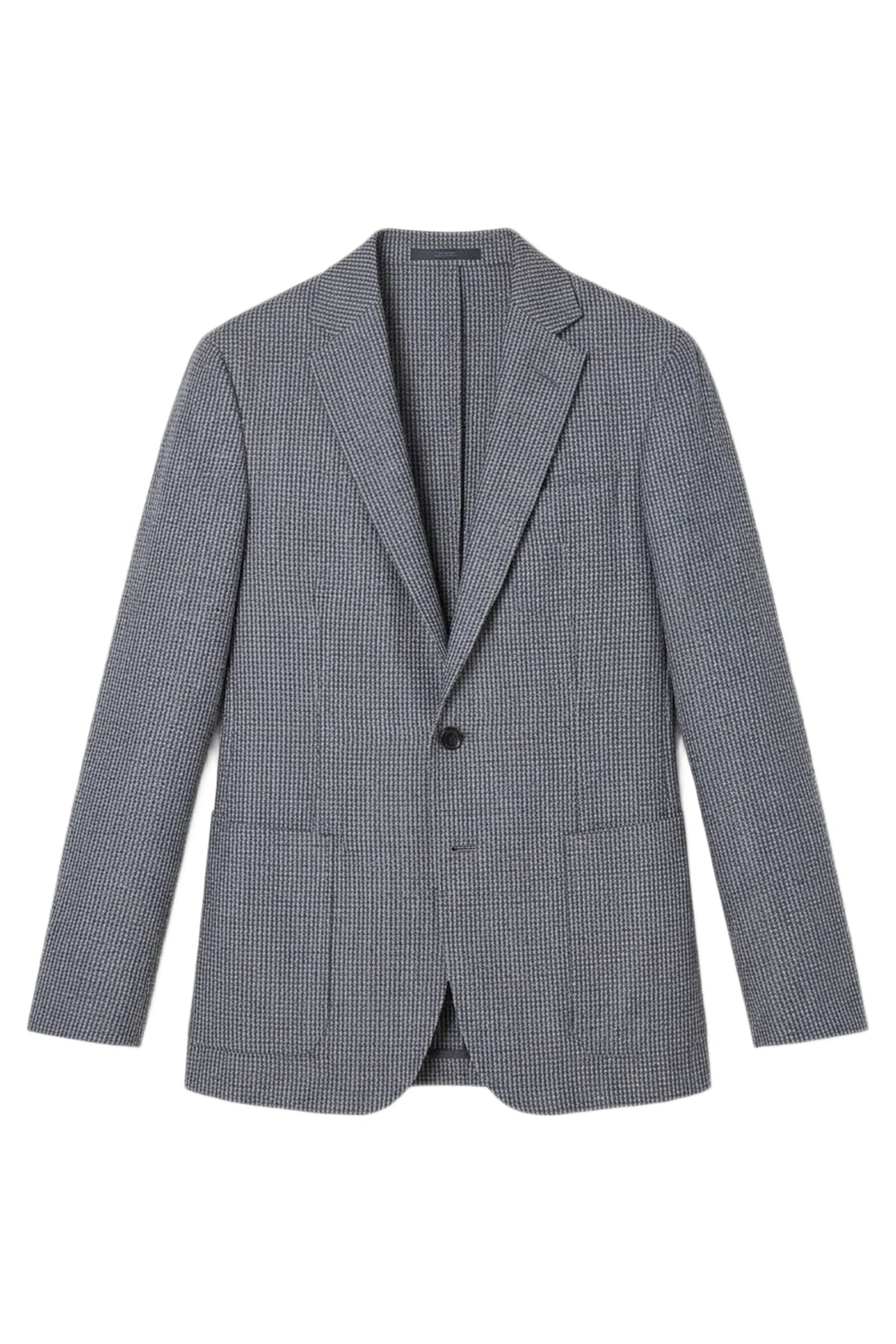 Veste de costume à motif quadrillé en laine - Pale Blue Onyx