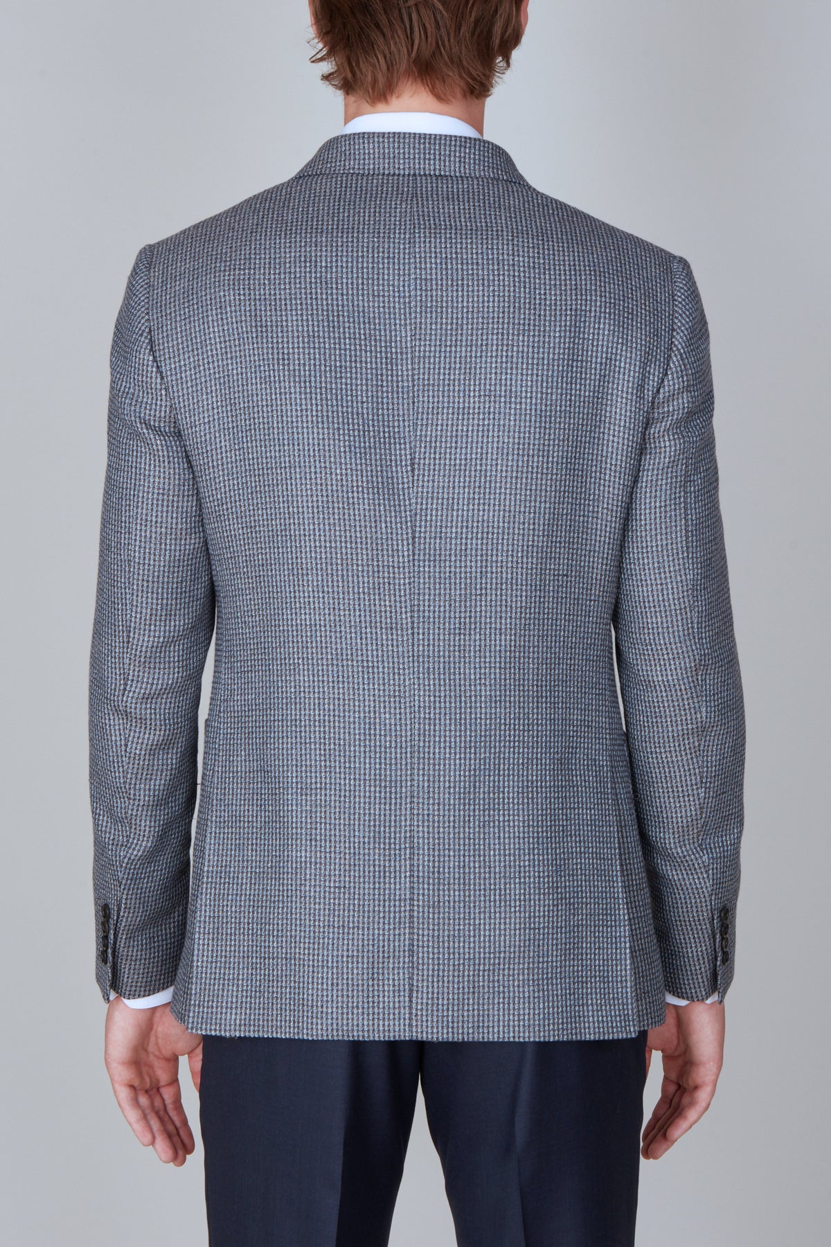 Veste de costume à motif quadrillé en laine - Pale Blue Onyx