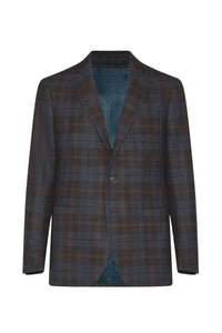 Blazer à carreaux en laine - Marron & Bleu