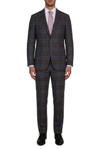 Blazer à carreaux en laine - Marron & Bleu