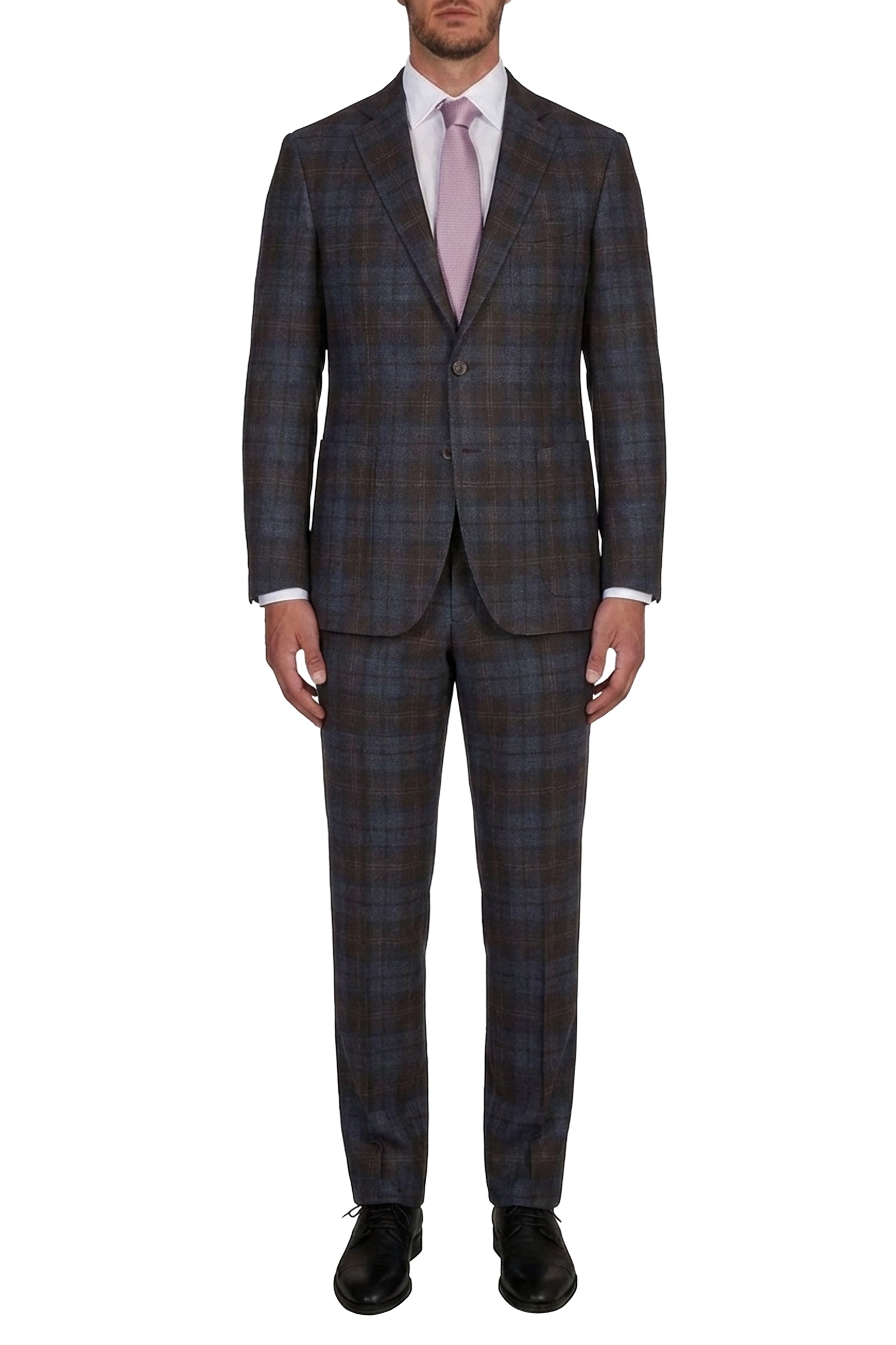 Blazer à carreaux en laine - Marron & Bleu