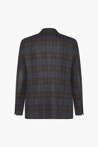 Blazer à carreaux en laine - Marron & Bleu