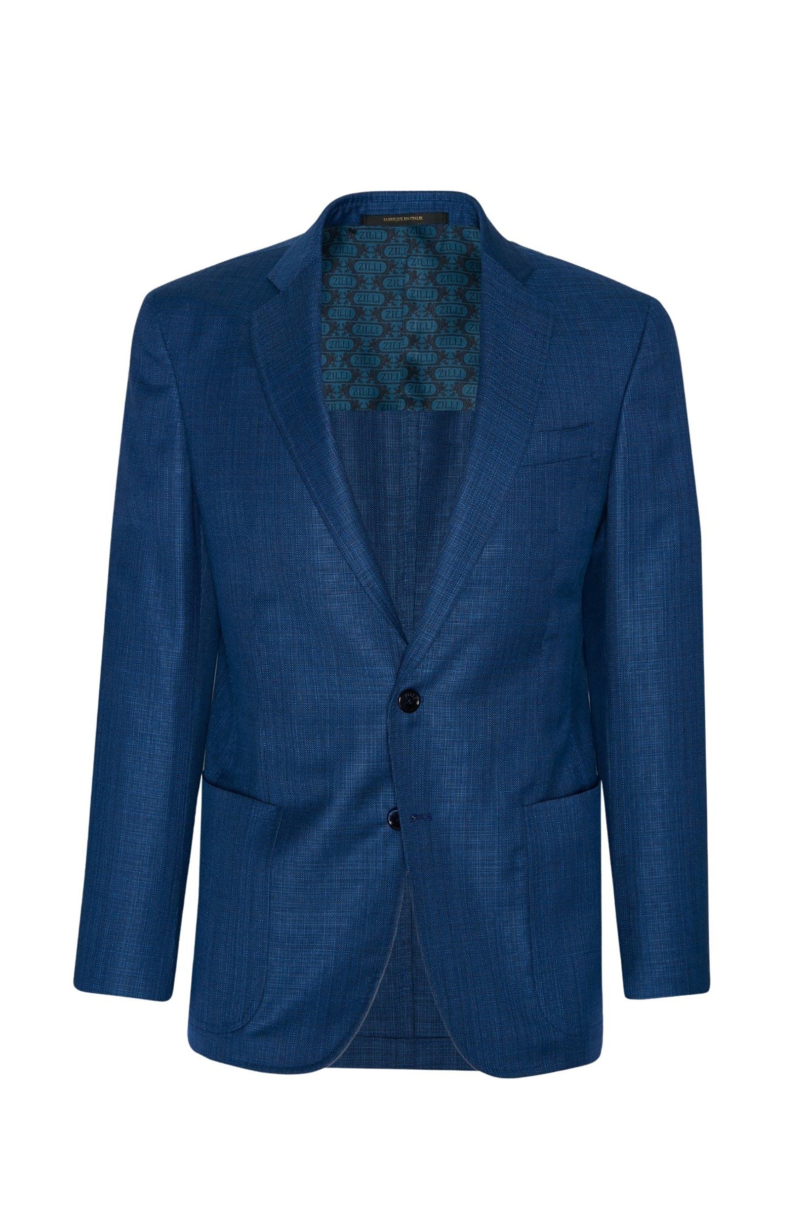 Veste tissée en laine - Bleu & Noir