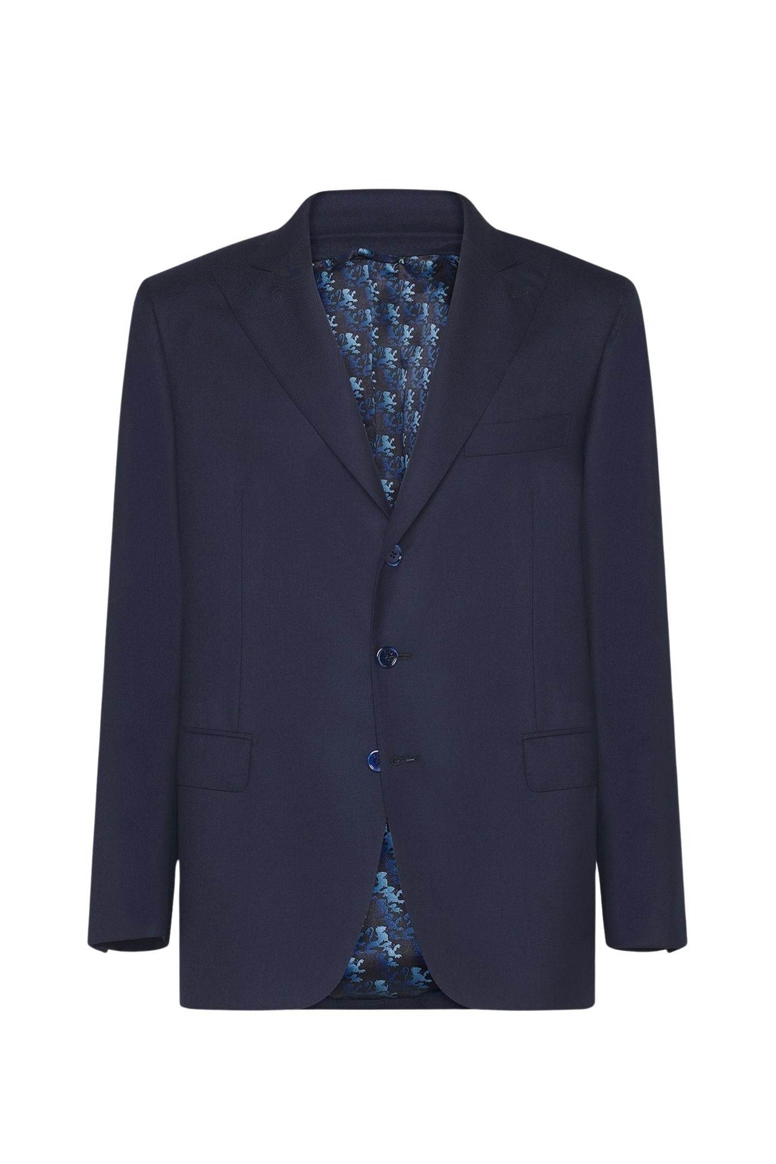 Veste à motif fleuri en laine - Bleu