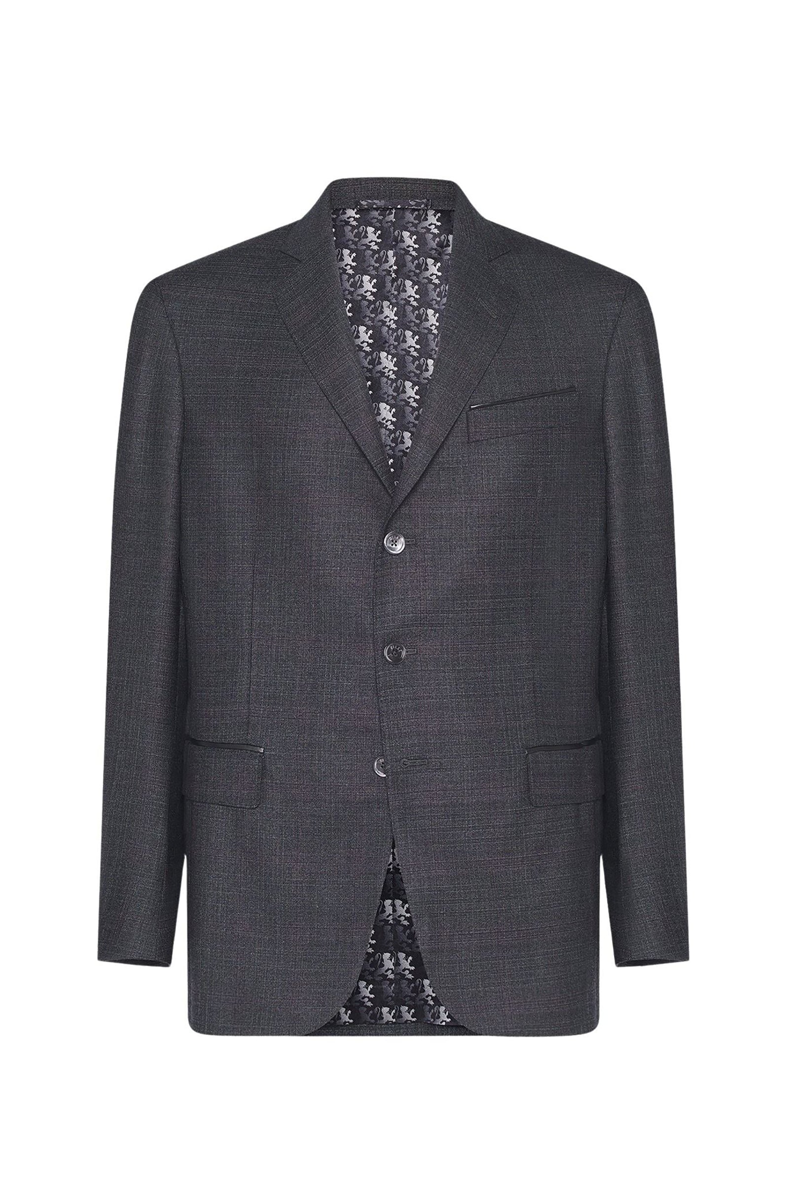 Blazer chiné en laine - Gris anthracite