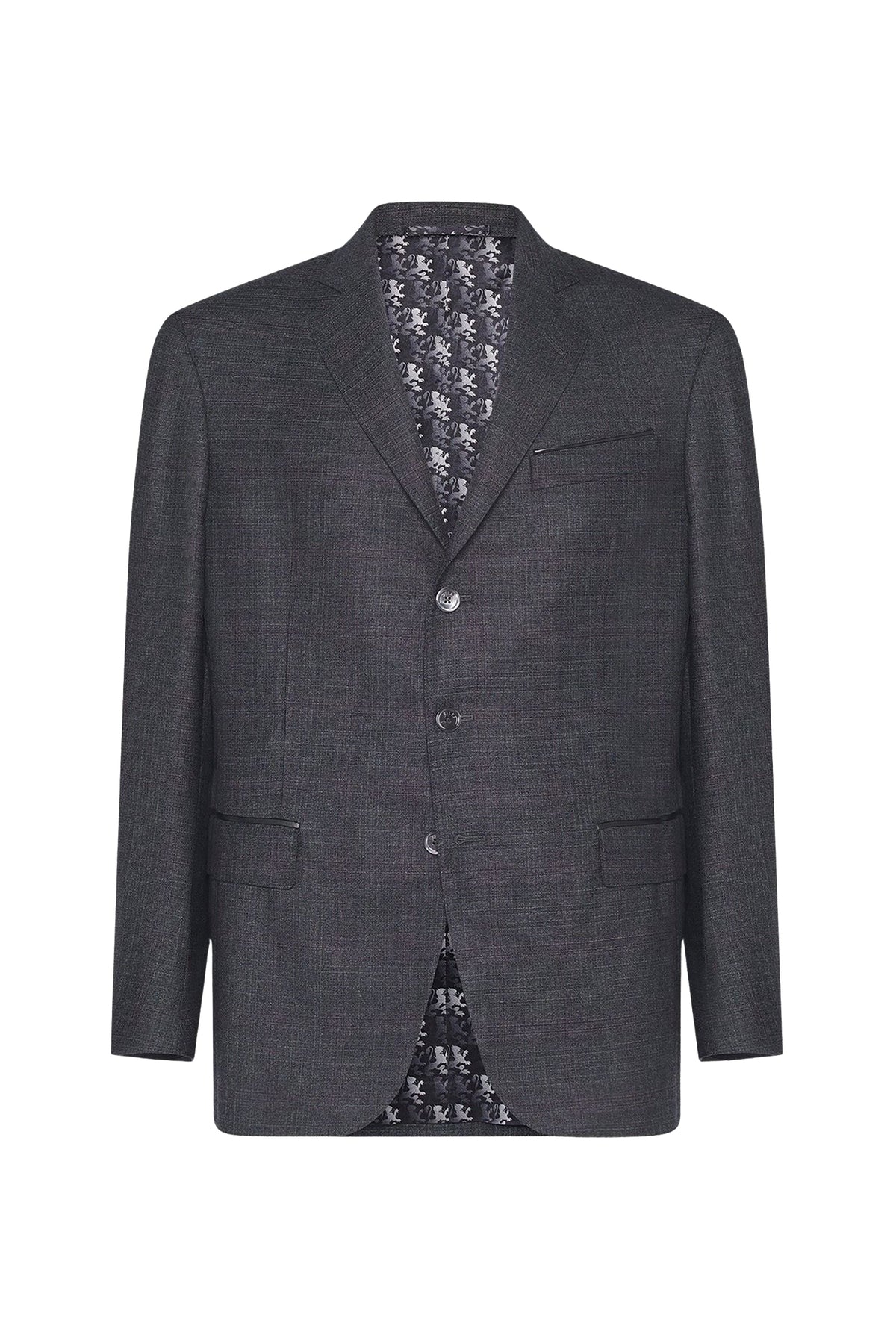 Blazer chiné en laine - Gris Anthracite