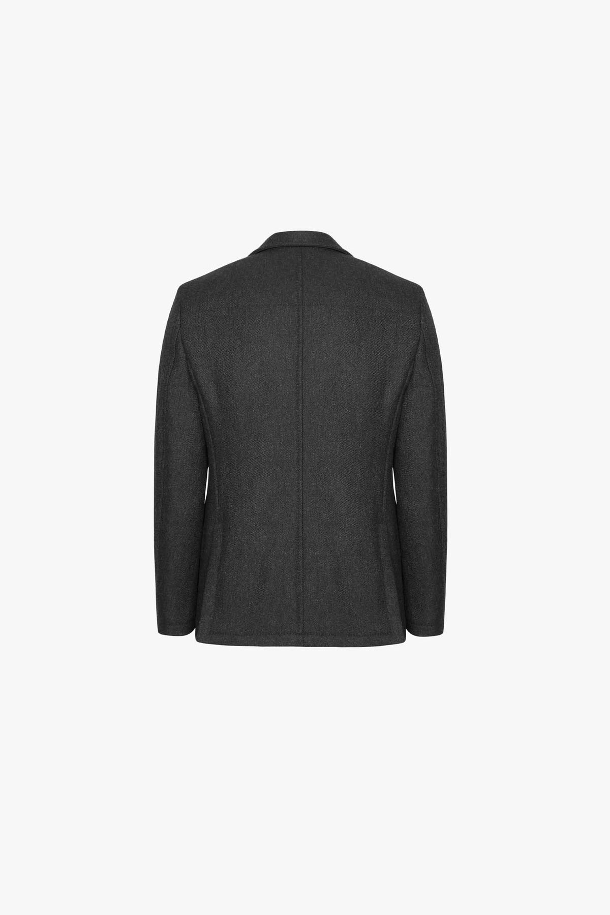 London-style buttoned cashmere suit jacket - Black
