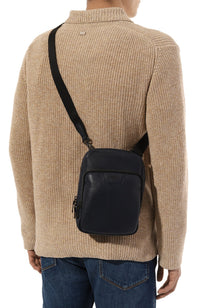 PRIX ARL : 195 // Sac reporter Côme en cuir - Bleu Marine