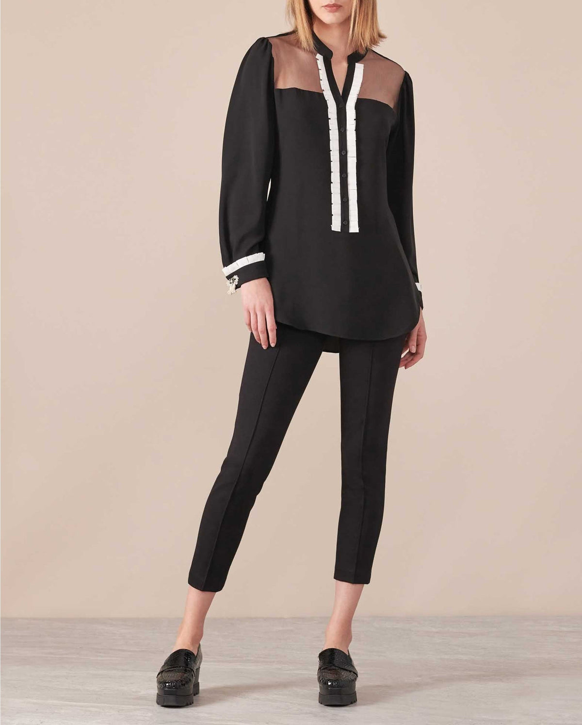 Chemise Laley à empiècements - Noir & Blanc