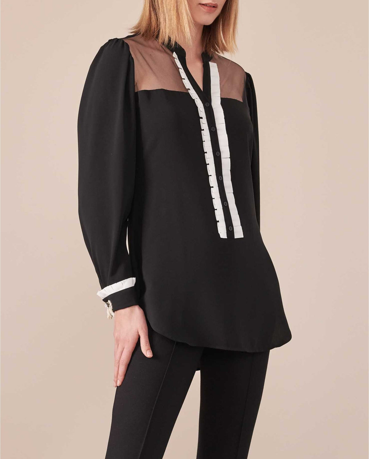 Chemise Laley à empiècements - Noir & Blanc
