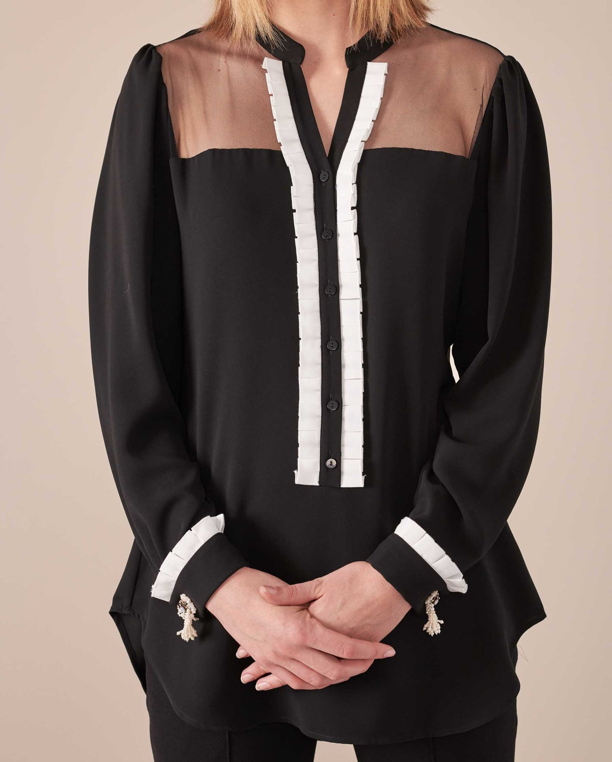 Chemise Laley à empiècements - Noir & Blanc
