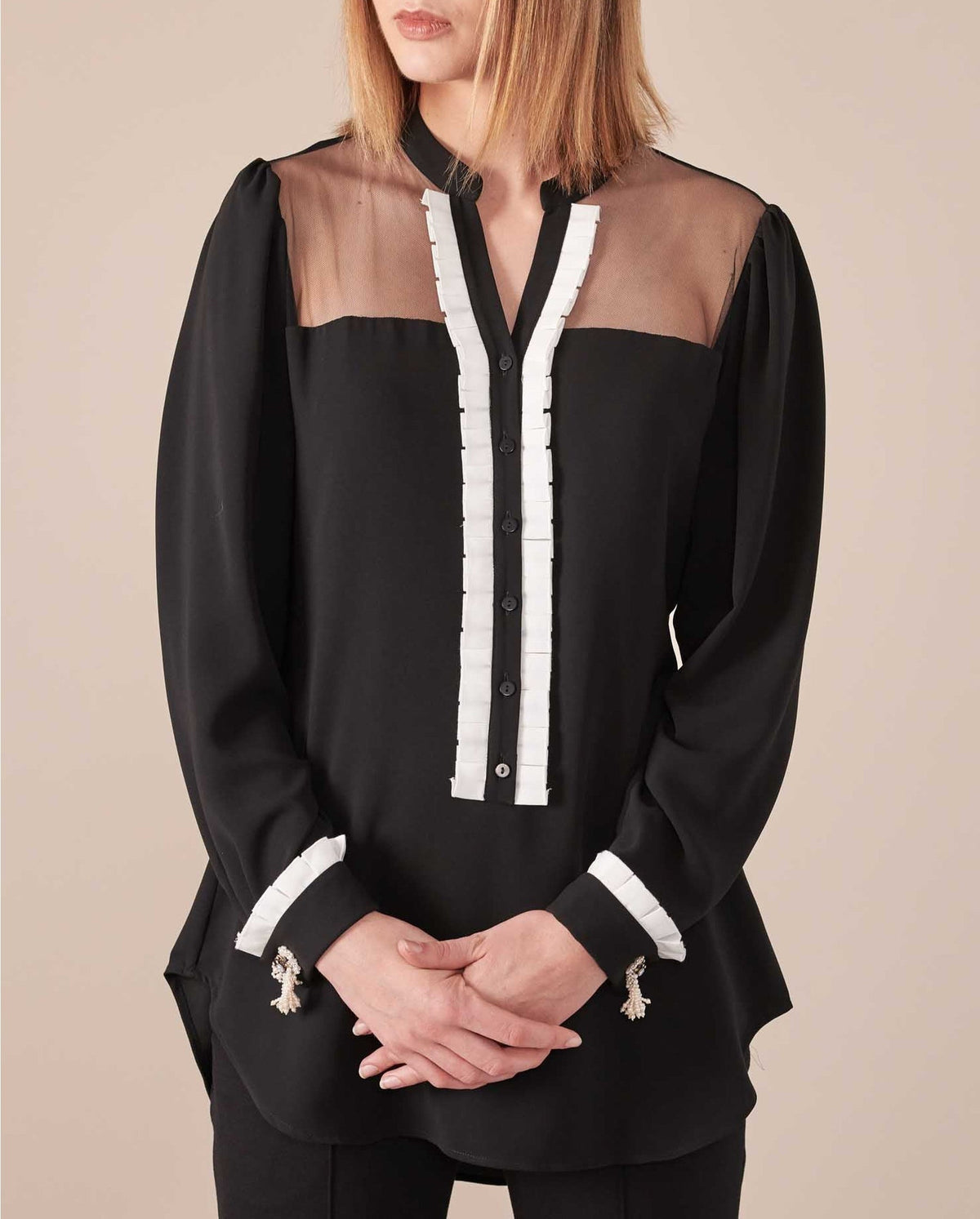 Chemise Laley à empiècements - Noir & Blanc