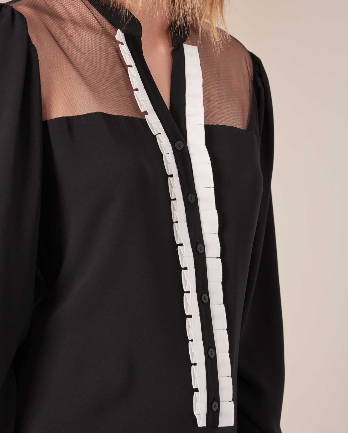 Chemise Laley à empiècements - Noir & Blanc