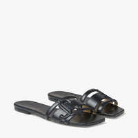 Sandales plates Laran en cuir - Black Intense