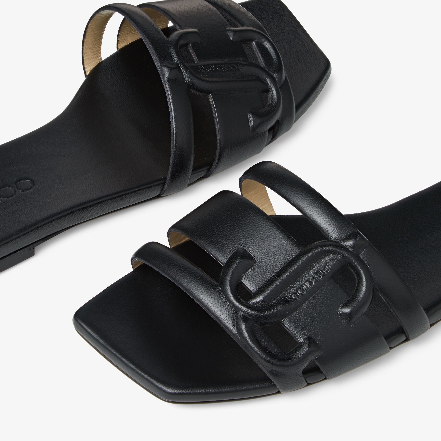 Sandales plates Laran en cuir - Black Intense