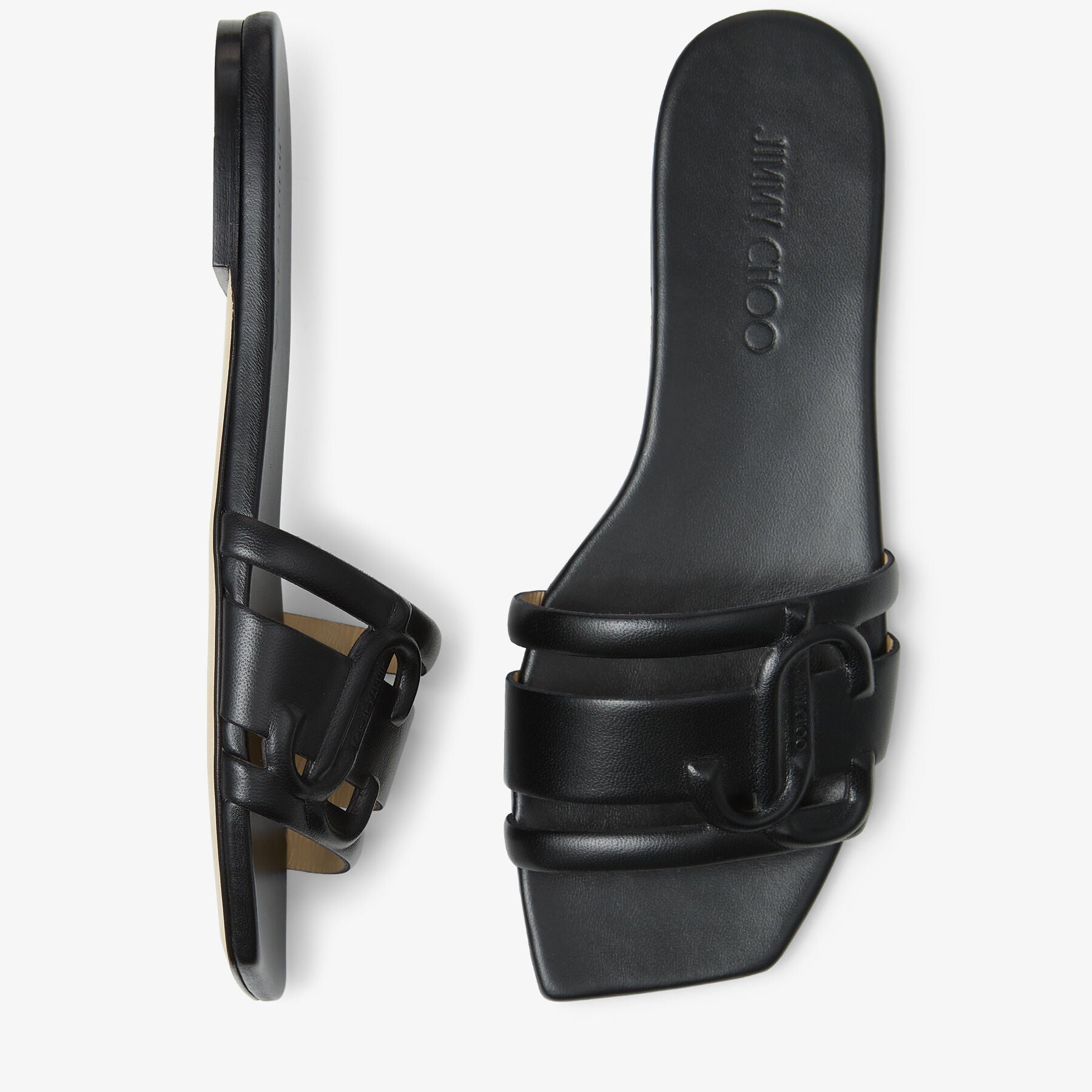 Sandales plates Laran en cuir - Black Intense