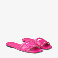 Laran flat sandals in leather - Fuchsia & Fuchsia