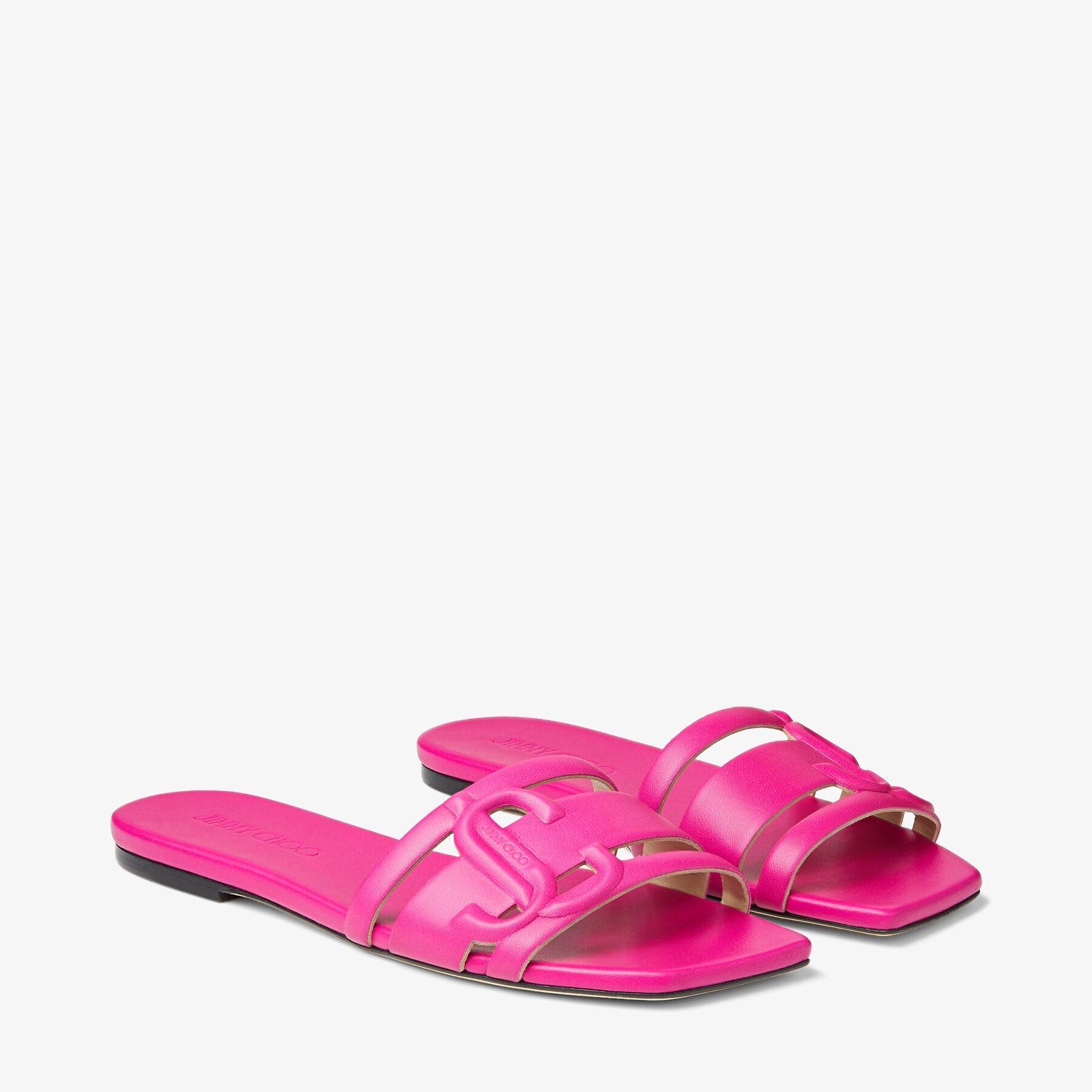 Laran flat sandals in leather - Fuchsia & Fuchsia