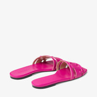 Laran flat sandals in leather - Fuchsia & Fuchsia