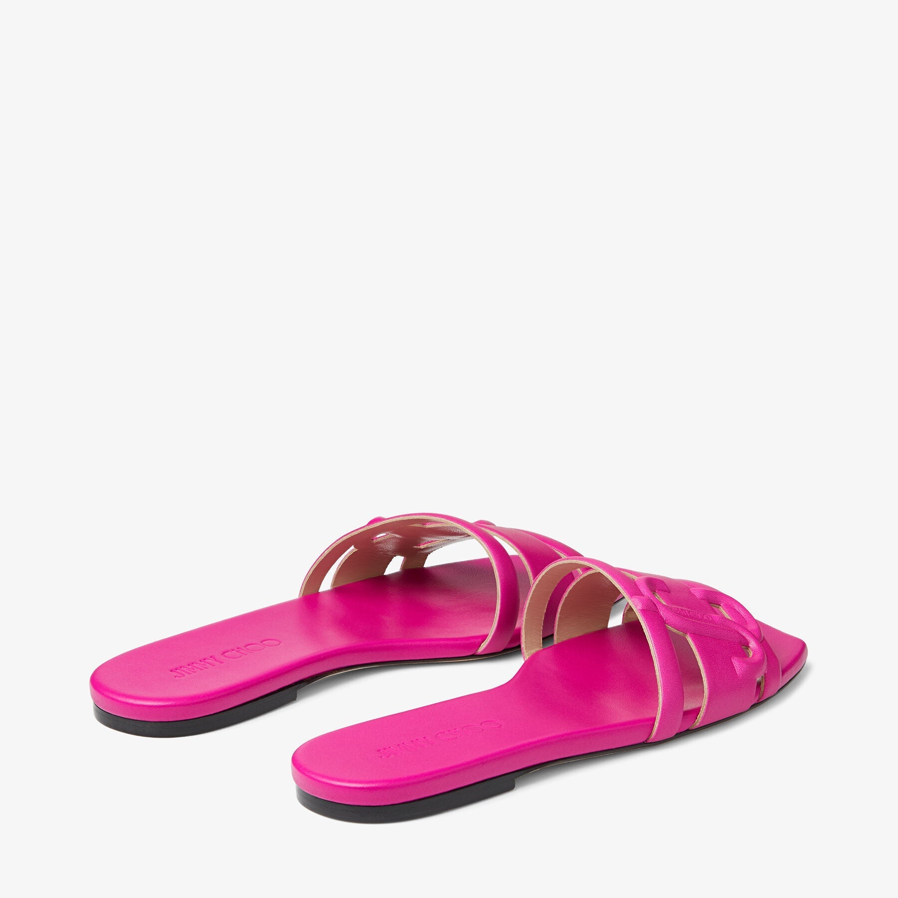 Laran flat sandals in leather - Fuchsia & Fuchsia