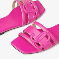 Laran flat sandals in leather - Fuchsia & Fuchsia