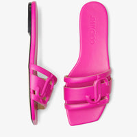 Laran flat sandals in leather - Fuchsia & Fuchsia