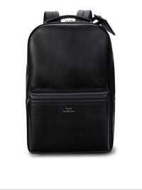 Sac à dos à poche zippée en cuir - Noir