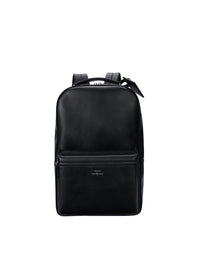 Sac à dos à poche zippée en cuir - Noir