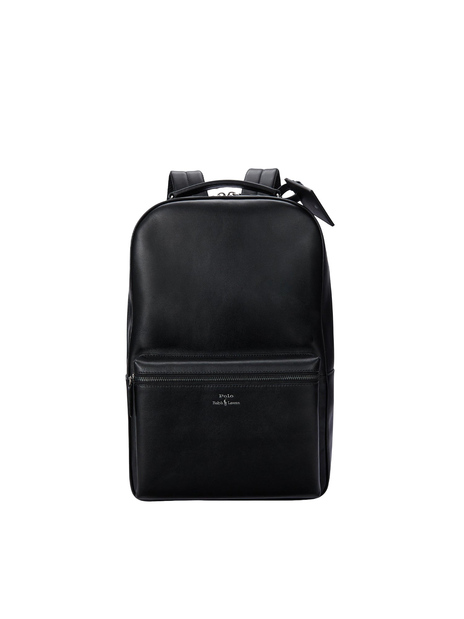 Sac à dos à poche zippée en cuir - Noir