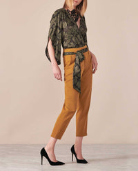 Blouse Laszlo à manches fluides à pétales - Lichen Gréen