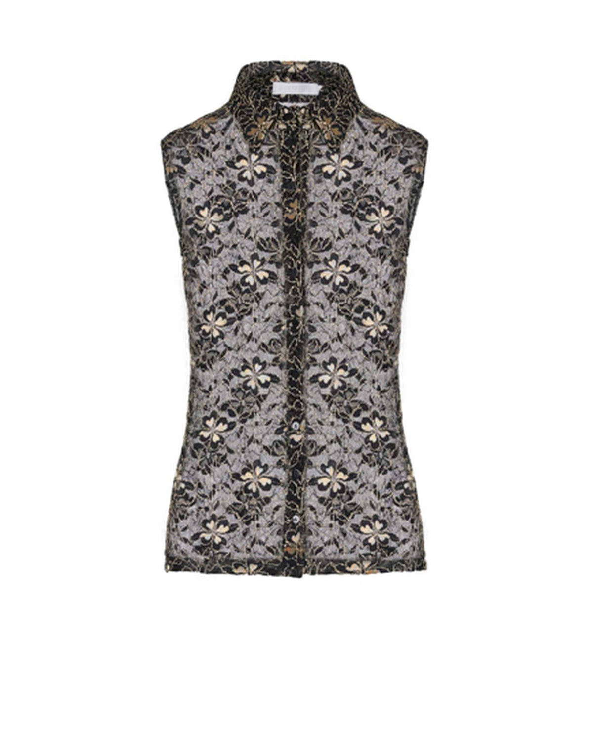 Chemise Laura sans manches en dentelle - Black