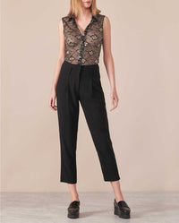 Chemise Laura sans manches en dentelle - Black