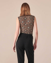 Chemise Laura sans manches en dentelle - Black