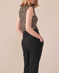 Chemise Laura sans manches en dentelle - Black