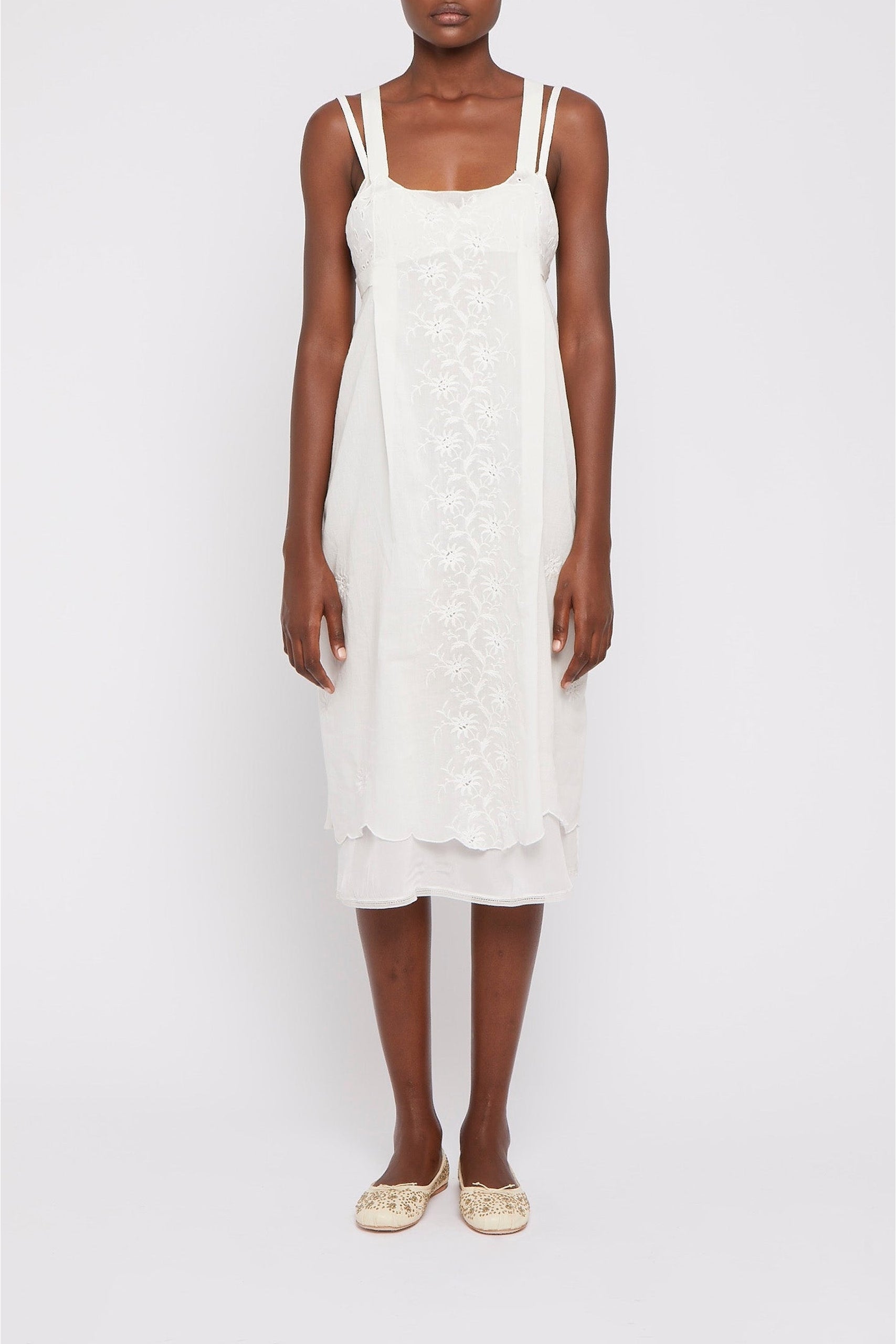Robe Lavender à bretelles - White