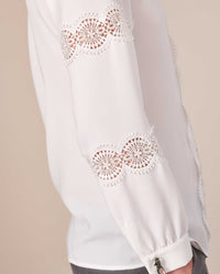 Top Lazuli en dentelle à manches longues - White