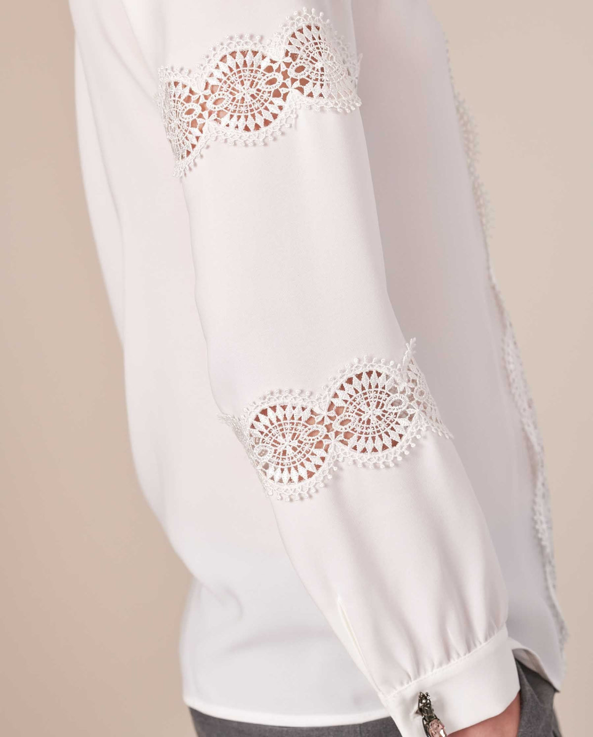 Top Lazuli en dentelle à manches longues - White
