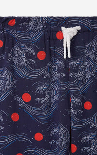 Pantalon ceinturé à motifs - Navy Blue