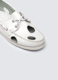 Mocassins ajourés à lacets en cuir - Blanc