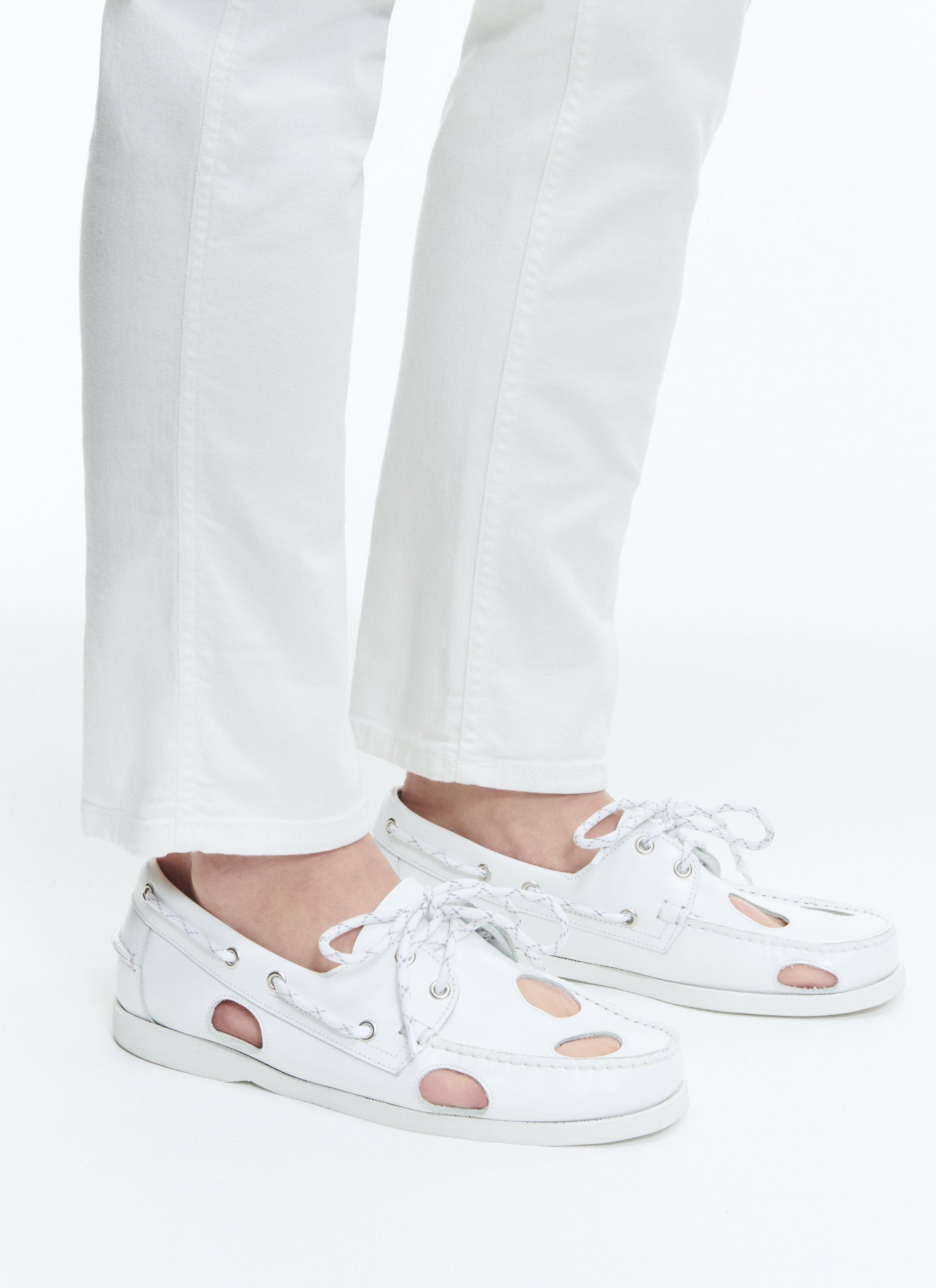 Mocassins ajourés à lacets en cuir - Blanc