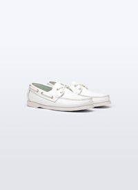 Leather boat loafers - White