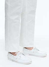 Leather boat loafers - White