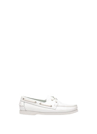 Leather boat loafers - White