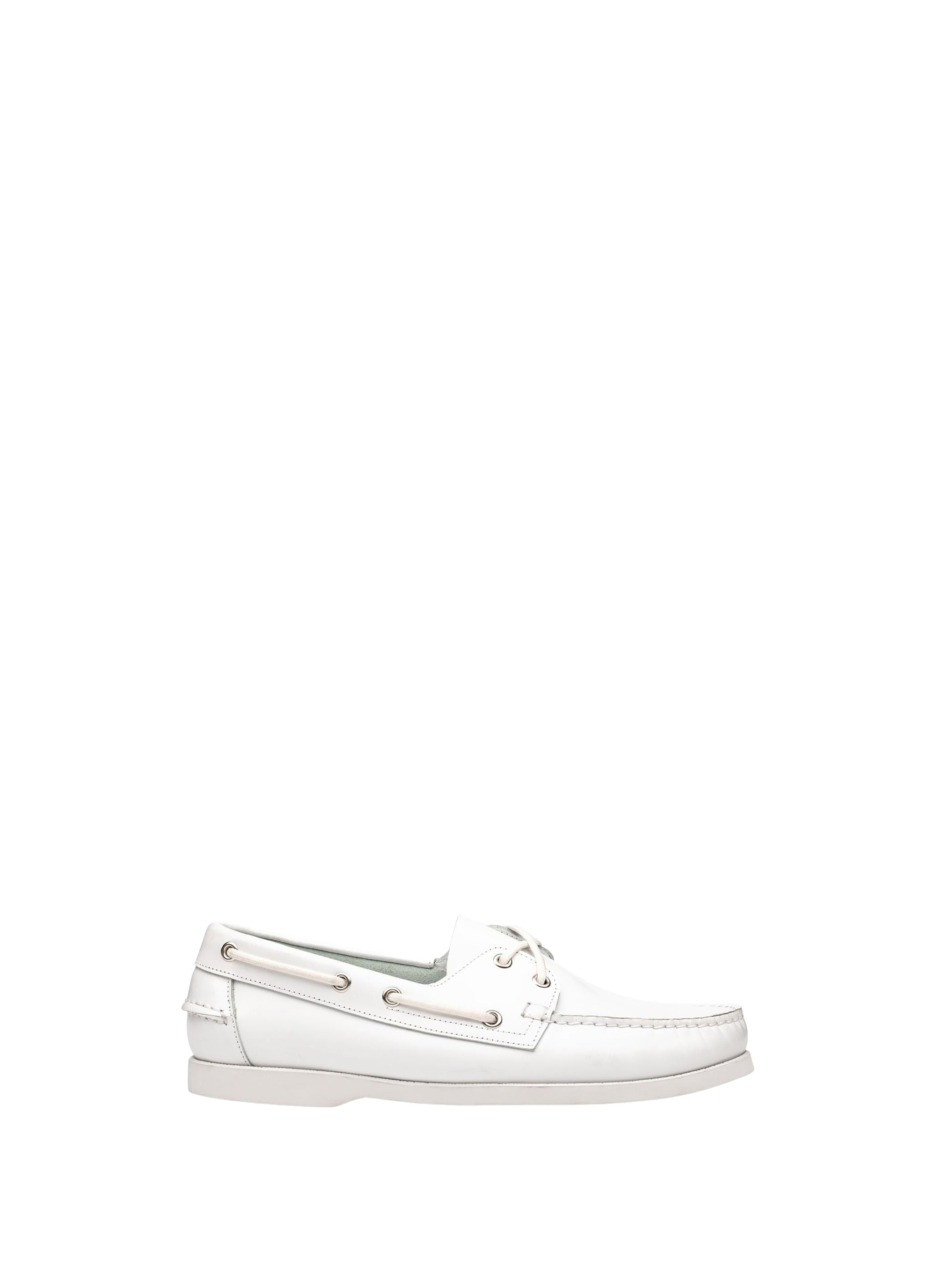 Leather boat loafers - White