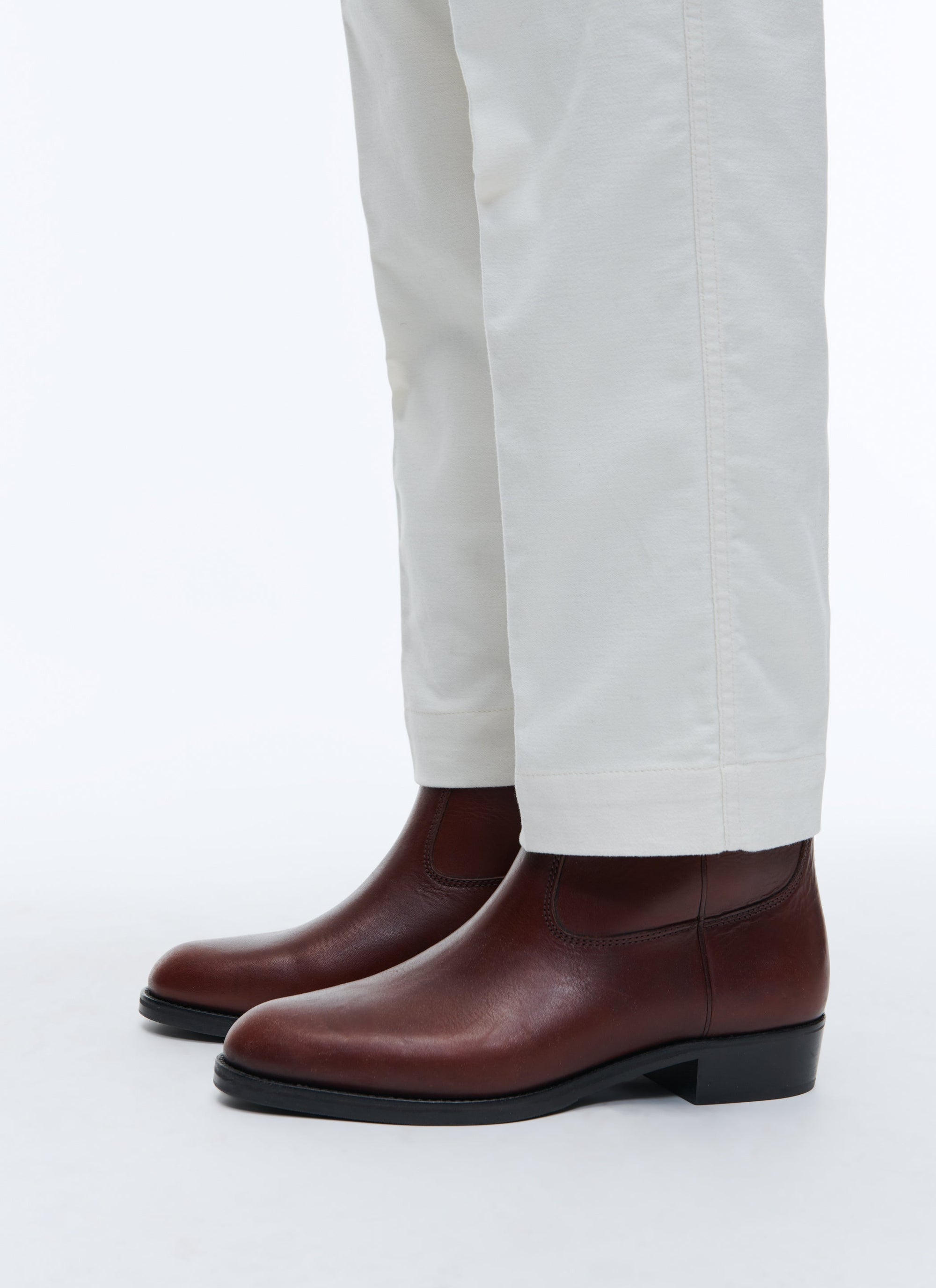 Camargue style split leather boots - Bordeaux