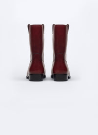 Camargue style split leather boots - Bordeaux