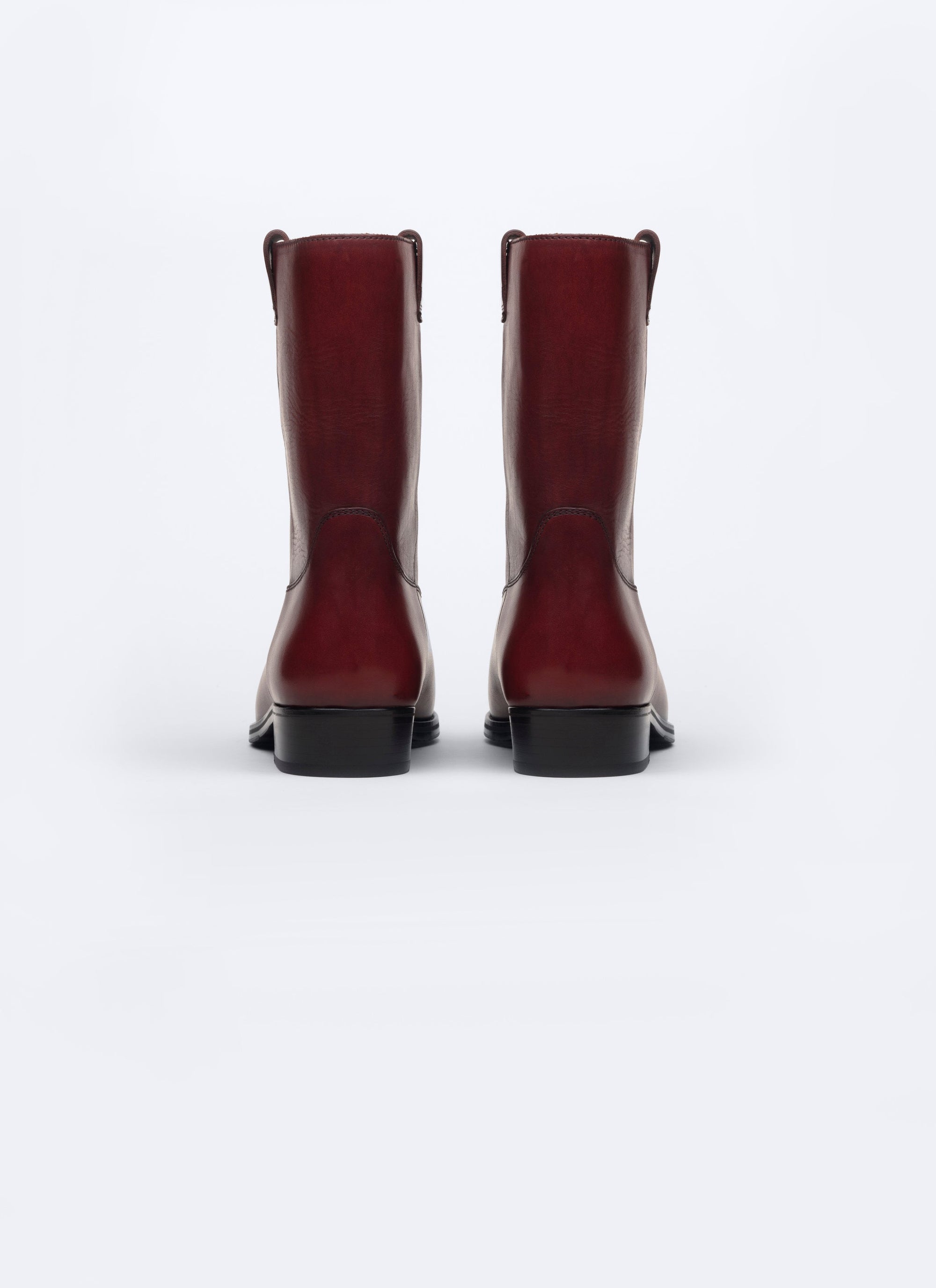 Camargue style split leather boots - Bordeaux
