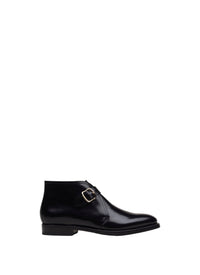 Buckle leather boots - Black